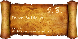 Incze Balázs névjegykártya